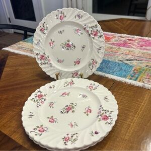 Rare Set 4 Staffordshire CLARICE CLIFF Floral Salad  7.75” Plates unidentified